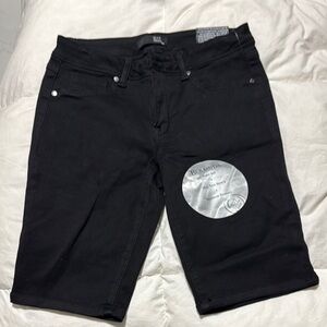 BR4 Black Denim Shorts